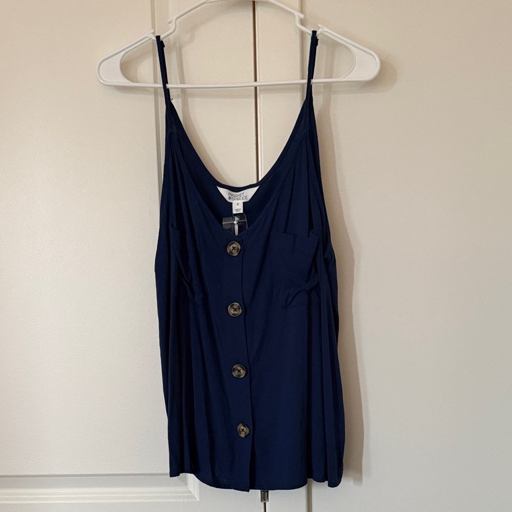 Market & Spruce Dark Blue Button-Front Camisole